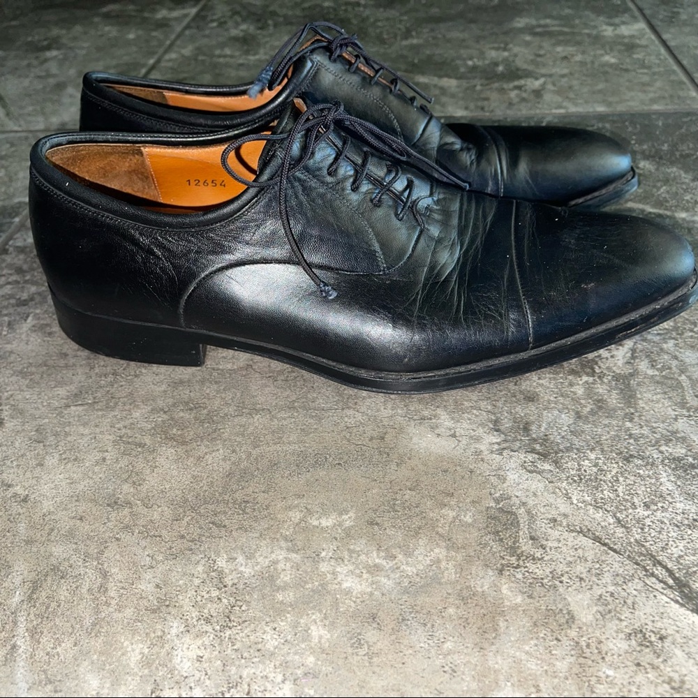 Magnanni Black Leather Oxfords Dress Shoes Mens 9
